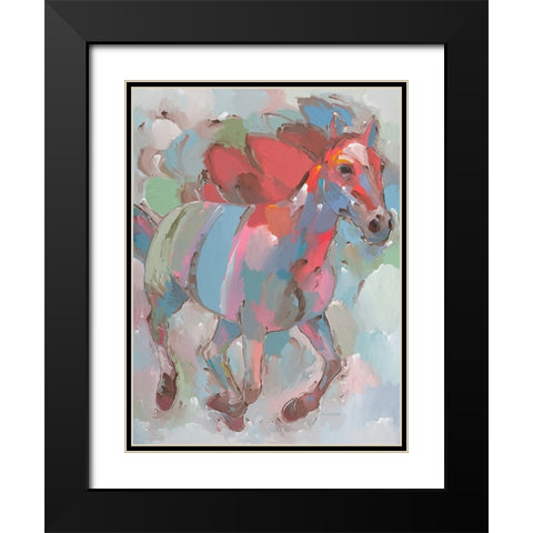 Pegasus Black Modern Wood Framed Art Print with Double Matting by Khorasani, Hooshang