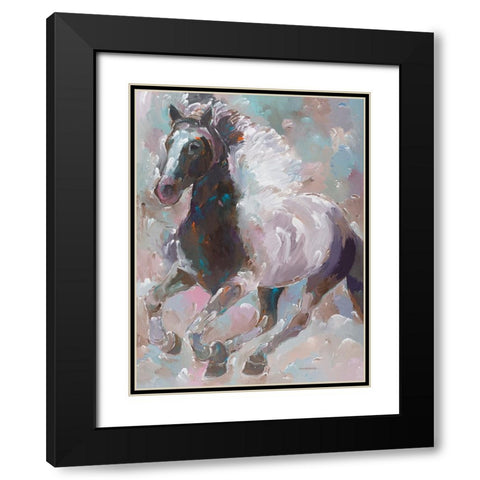 Moonlight Runner Black Modern Wood Framed Art Print with Double Matting by Khorasani, Hooshang