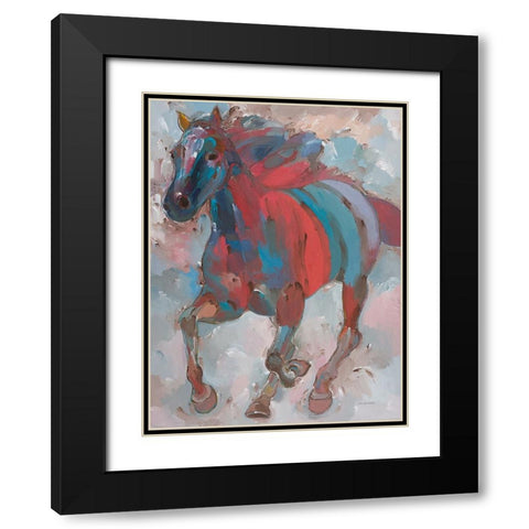 Spirit Runner Black Modern Wood Framed Art Print with Double Matting by Khorasani, Hooshang