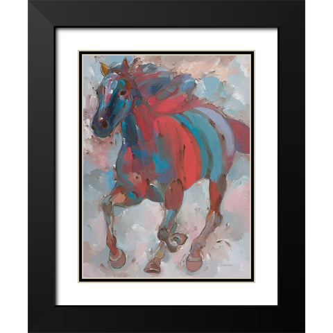 Spirit Runner Black Modern Wood Framed Art Print with Double Matting by Khorasani, Hooshang