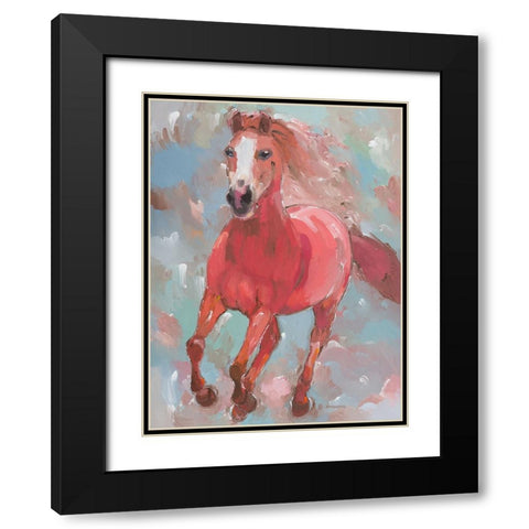 Blazing Runner Black Modern Wood Framed Art Print with Double Matting by Khorasani, Hooshang
