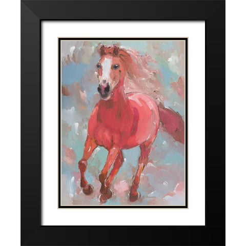 Blazing Runner Black Modern Wood Framed Art Print with Double Matting by Khorasani, Hooshang