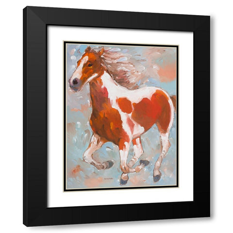 Painted Horse Black Modern Wood Framed Art Print with Double Matting by Khorasani, Hooshang