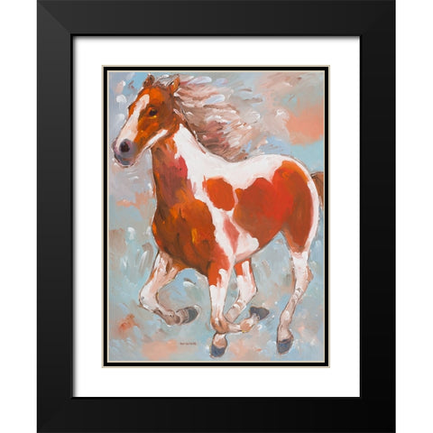 Painted Horse Black Modern Wood Framed Art Print with Double Matting by Khorasani, Hooshang