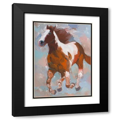 Painted Horse #2 Black Modern Wood Framed Art Print with Double Matting by Khorasani, Hooshang