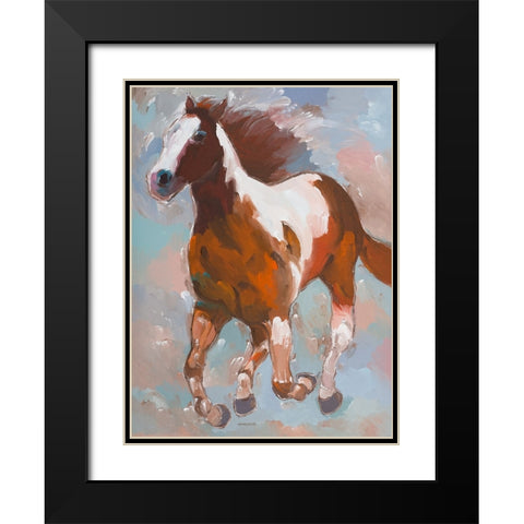 Painted Horse #2 Black Modern Wood Framed Art Print with Double Matting by Khorasani, Hooshang