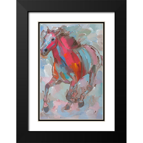 Red Runner Black Modern Wood Framed Art Print with Double Matting by Khorasani, Hooshang
