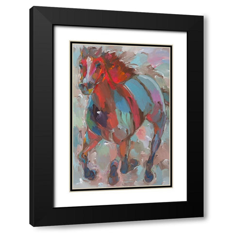 Red Warrior Black Modern Wood Framed Art Print with Double Matting by Khorasani, Hooshang