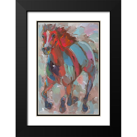 Red Warrior Black Modern Wood Framed Art Print with Double Matting by Khorasani, Hooshang