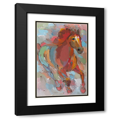 Red-Hoofed Runner Black Modern Wood Framed Art Print with Double Matting by Khorasani, Hooshang