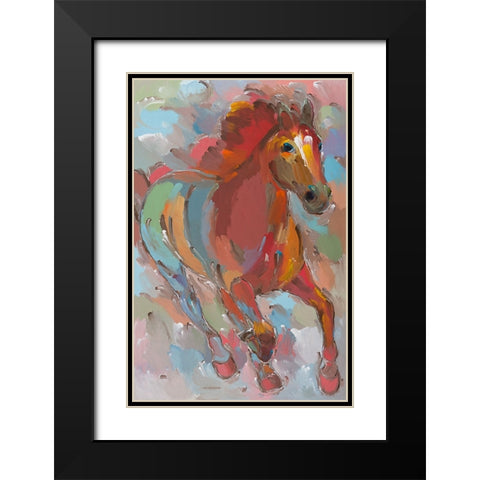 Red-Hoofed Runner Black Modern Wood Framed Art Print with Double Matting by Khorasani, Hooshang