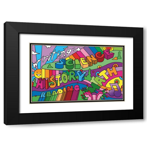 School Courses Black Modern Wood Framed Art Print with Double Matting by Green, Howie