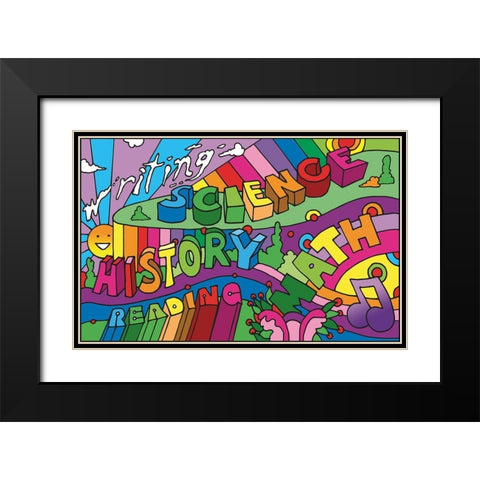 School Courses Black Modern Wood Framed Art Print with Double Matting by Green, Howie