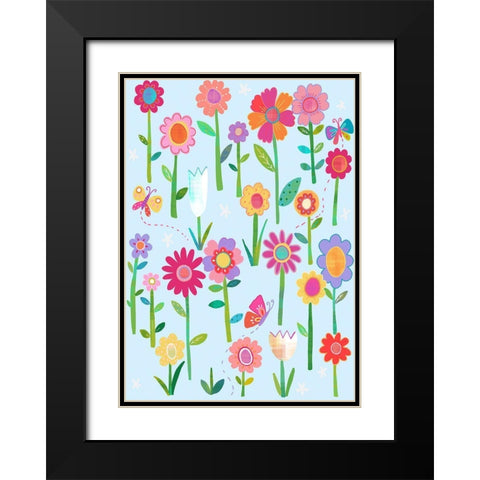 Meadow Black Modern Wood Framed Art Print with Double Matting by HUE and MI and Sangita