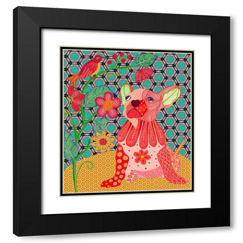 RED PUG Black Modern Wood Framed Art Print with Double Matting by HUE and MI and Sangita