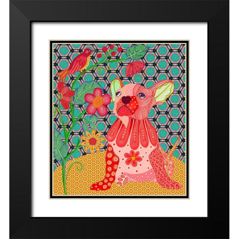 RED PUG Black Modern Wood Framed Art Print with Double Matting by HUE and MI and Sangita
