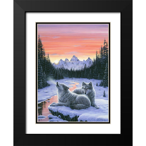 Winters Dawn Black Modern Wood Framed Art Print with Double Matting by Tift, Jeff