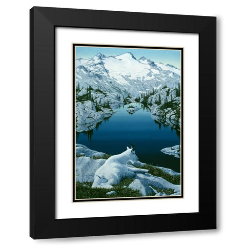 Cascade Summer Black Modern Wood Framed Art Print with Double Matting by Tift, Jeff