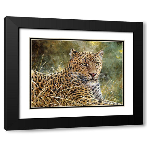 Leopard Portrait Black Modern Wood Framed Art Print with Double Matting by Tift, Jeff