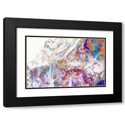 Fluid Acrylic Oriental Treasures Black Modern Wood Framed Art Print with Double Matting by Jenny Rainbow Fine Art