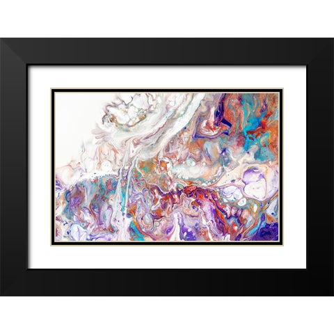 Fluid Acrylic Oriental Treasures Black Modern Wood Framed Art Print with Double Matting by Jenny Rainbow Fine Art