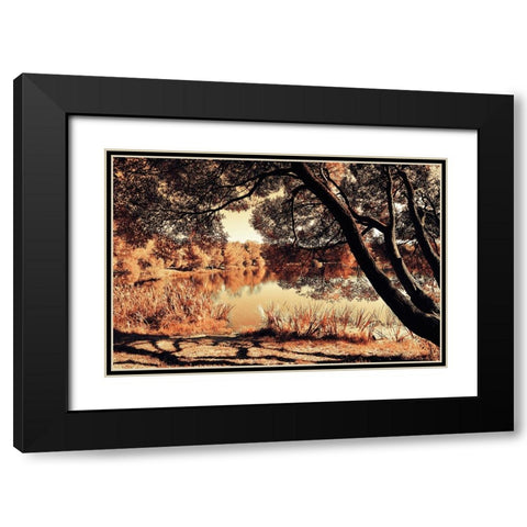 Miracle Airy Lace of Autumn Black Modern Wood Framed Art Print with Double Matting by Jenny Rainbow Fine Art