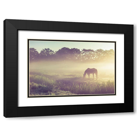 Misty Morning on the Dutch Field Black Modern Wood Framed Art Print with Double Matting by Jenny Rainbow Fine Art