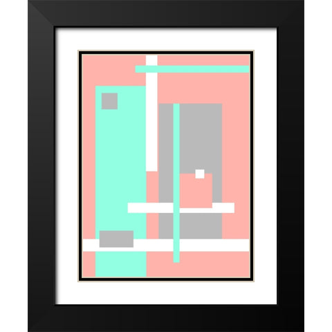Digital Art Pastel Geometric Abstract Black Modern Wood Framed Art Print with Double Matting by Jenny Rainbow Fine Art