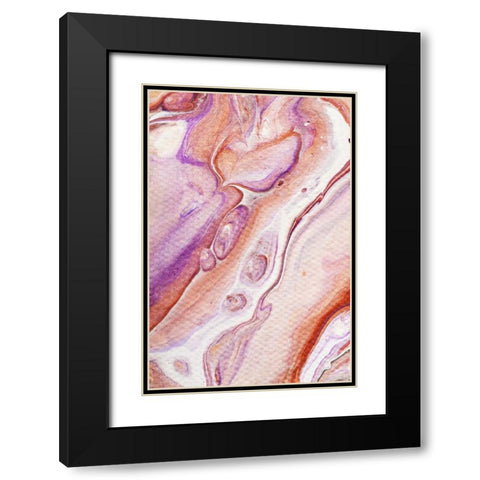 Fluid Acrylic Dazzling Bubbles 2 Black Modern Wood Framed Art Print with Double Matting by Jenny Rainbow Fine Art