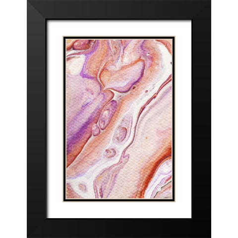 Fluid Acrylic Dazzling Bubbles 2 Black Modern Wood Framed Art Print with Double Matting by Jenny Rainbow Fine Art
