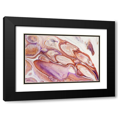 Fluid Acrylic Dazzling Bubbles Black Modern Wood Framed Art Print with Double Matting by Jenny Rainbow Fine Art