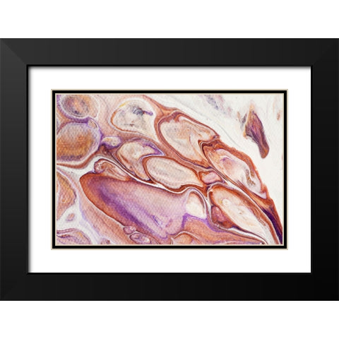 Fluid Acrylic Dazzling Bubbles Black Modern Wood Framed Art Print with Double Matting by Jenny Rainbow Fine Art