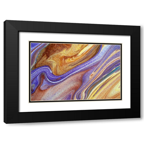 Fluid Acrylic Elusive Goal Black Modern Wood Framed Art Print with Double Matting by Jenny Rainbow Fine Art