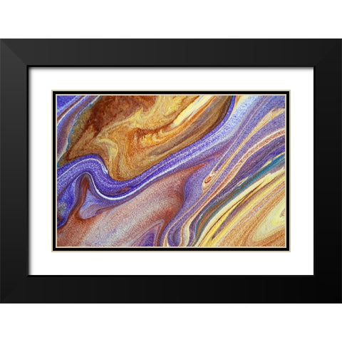 Fluid Acrylic Elusive Goal Black Modern Wood Framed Art Print with Double Matting by Jenny Rainbow Fine Art