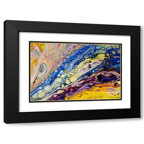 Fluid Acrylic Iridescent Reality 2 Black Modern Wood Framed Art Print with Double Matting by Jenny Rainbow Fine Art