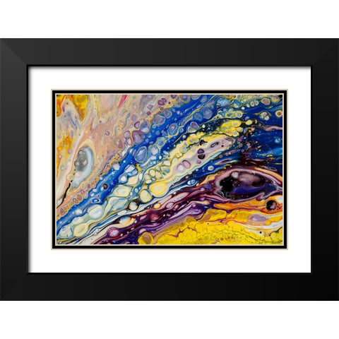 Fluid Acrylic Iridescent Reality 2 Black Modern Wood Framed Art Print with Double Matting by Jenny Rainbow Fine Art