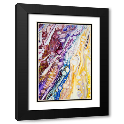 Fluid Acrylic Iridescent Reality 3 Black Modern Wood Framed Art Print with Double Matting by Jenny Rainbow Fine Art