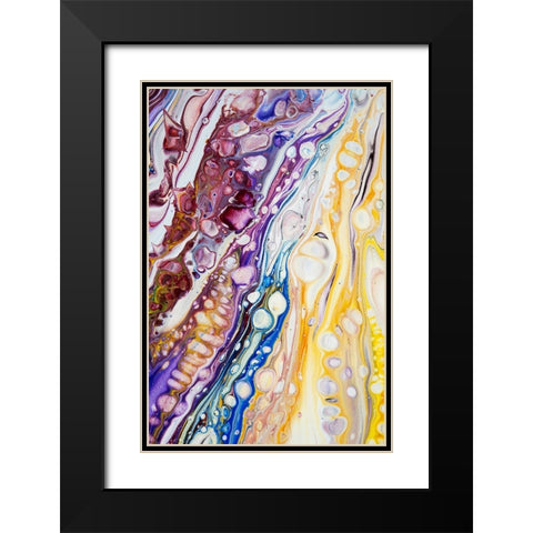Fluid Acrylic Iridescent Reality 3 Black Modern Wood Framed Art Print with Double Matting by Jenny Rainbow Fine Art