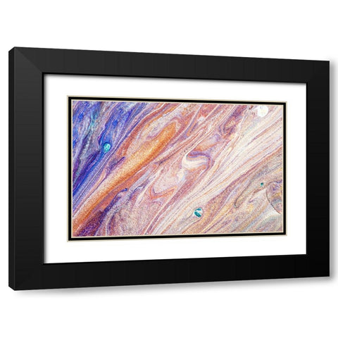 Fluid Acrylic Living Essence Black Modern Wood Framed Art Print with Double Matting by Jenny Rainbow Fine Art