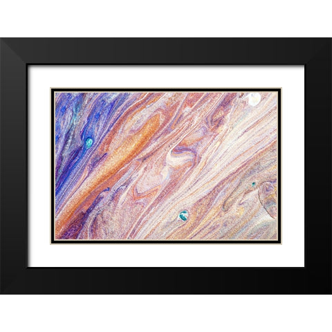 Fluid Acrylic Living Essence Black Modern Wood Framed Art Print with Double Matting by Jenny Rainbow Fine Art