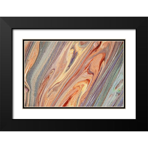 Fluid Acrylic Multicolored Flows Black Modern Wood Framed Art Print with Double Matting by Jenny Rainbow Fine Art