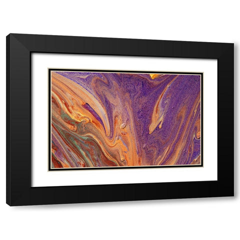 Fluid Acrylic Purple Vibrations Black Modern Wood Framed Art Print with Double Matting by Jenny Rainbow Fine Art