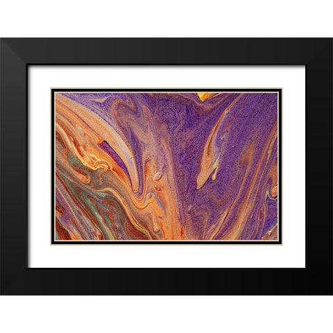 Fluid Acrylic Purple Vibrations Black Modern Wood Framed Art Print with Double Matting by Jenny Rainbow Fine Art