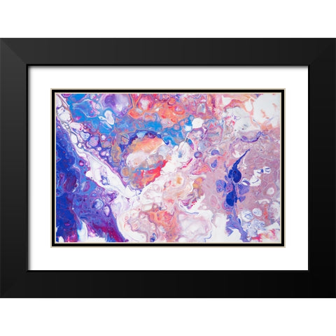Fluid Acrylic Winter Delight 3 Black Modern Wood Framed Art Print with Double Matting by Jenny Rainbow Fine Art