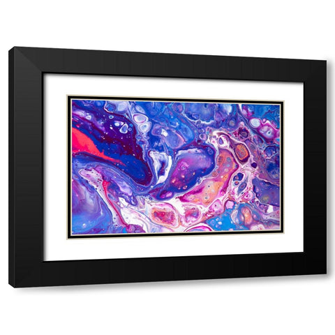 Fluid Acrylic Winter Delight 4 Black Modern Wood Framed Art Print with Double Matting by Jenny Rainbow Fine Art