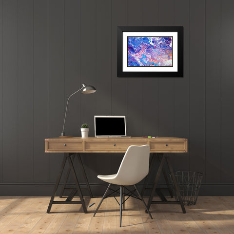 Fluid Acrylic Winter Delight 5 Black Modern Wood Framed Art Print with Double Matting by Jenny Rainbow Fine Art