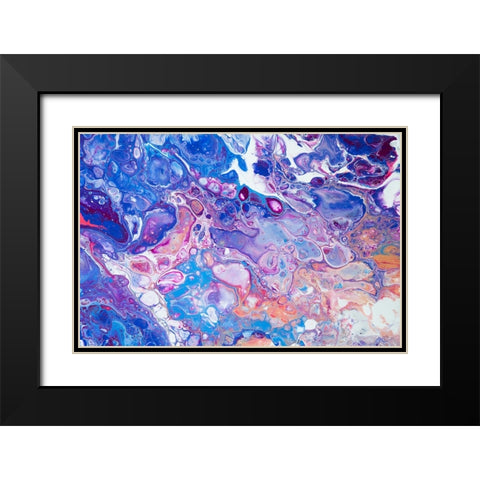 Fluid Acrylic Winter Delight 5 Black Modern Wood Framed Art Print with Double Matting by Jenny Rainbow Fine Art