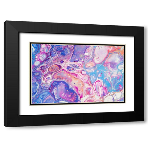 Fluid Acrylic Winter Delight 9 Black Modern Wood Framed Art Print with Double Matting by Jenny Rainbow Fine Art