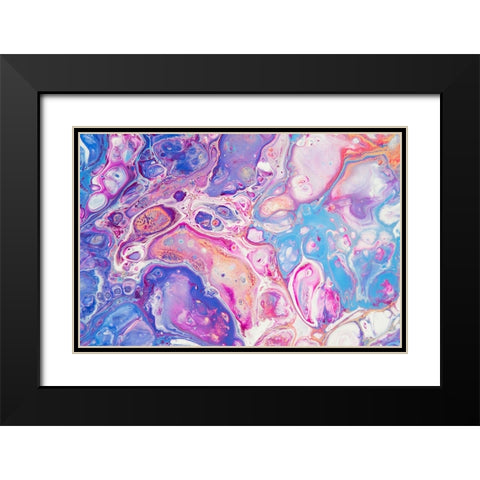 Fluid Acrylic Winter Delight 9 Black Modern Wood Framed Art Print with Double Matting by Jenny Rainbow Fine Art