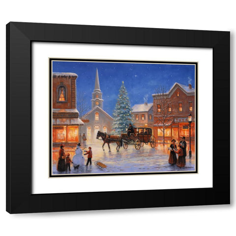 Christmas In Pleasantville Black Modern Wood Framed Art Print with Double Matting by Zaccheo, John